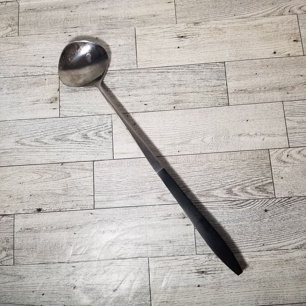 Vintage CANOE MUFFIN Style Stainless Serving Spoon KINGSTON Japan 12.75" MCM